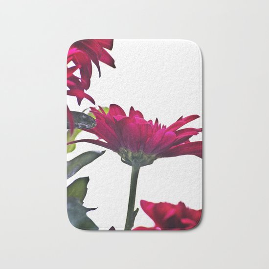 Red Chrysanthemum Flowers Bath Mat
