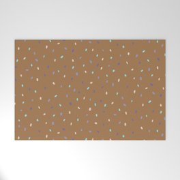 speckles aqua blue brown on brown Welcome Mat