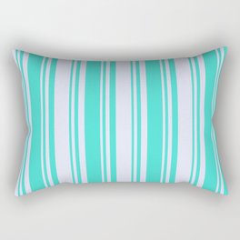 [ Thumbnail: Lavender & Turquoise Colored Pattern of Stripes Rectangular Pillow ]