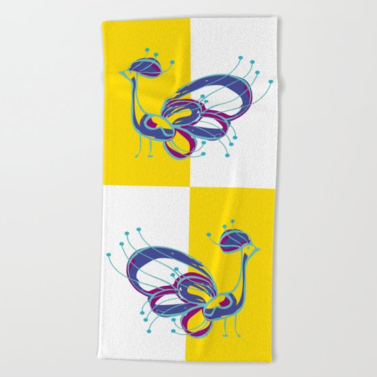 Purplish Peacocks Beach Towel