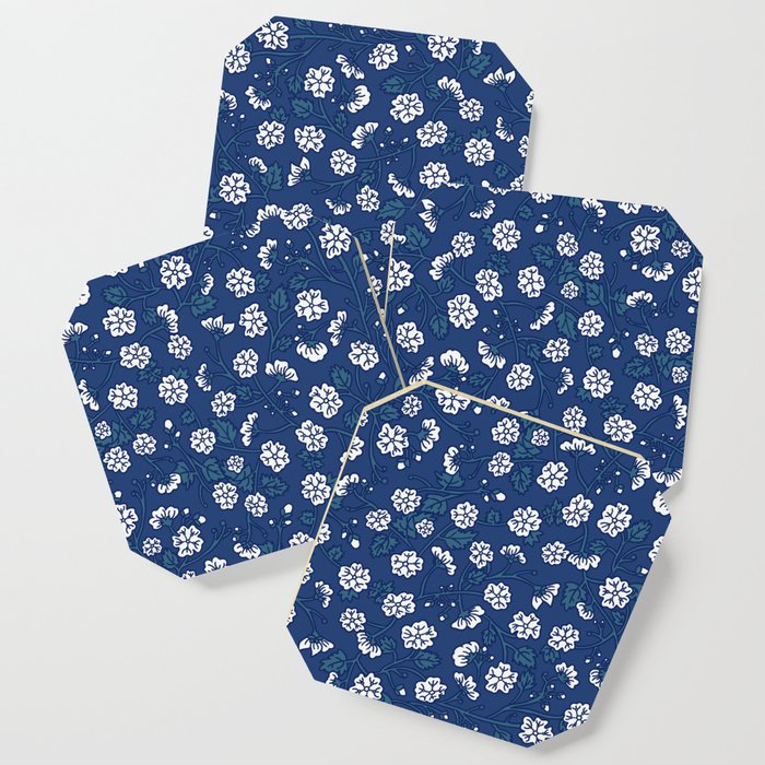 Blue Floral Expression Coaster