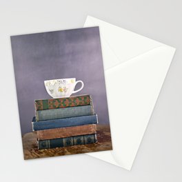 Teacup on a Stack of Vintage Books Stationery Cards