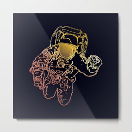 Astronaut in Deep Space Walk with Sun Reflection Metal Print