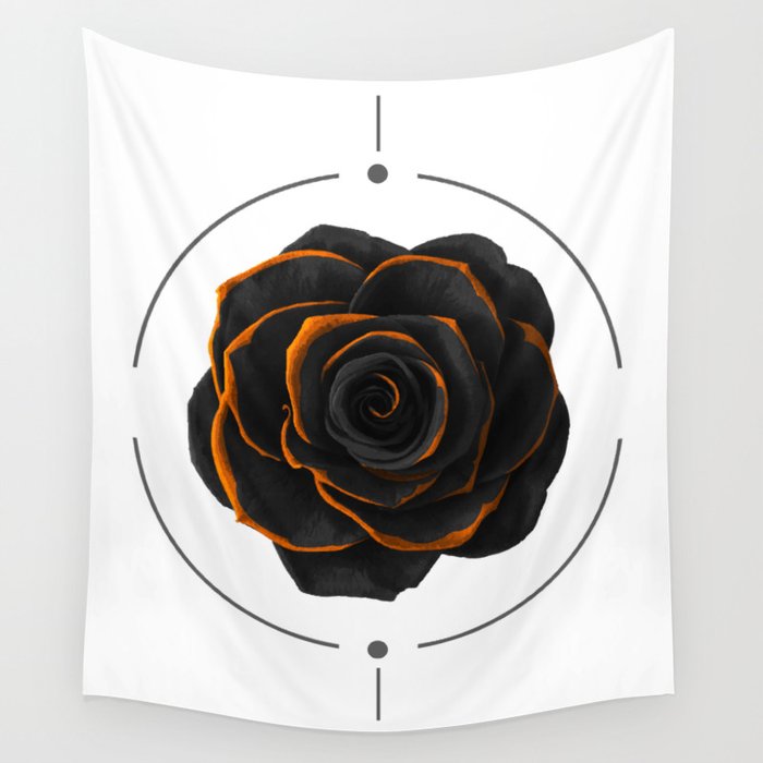 Black Rose - Black And Gold Rose - Death - Minimal Black And Gold Decor - Dark Wall Tapestry