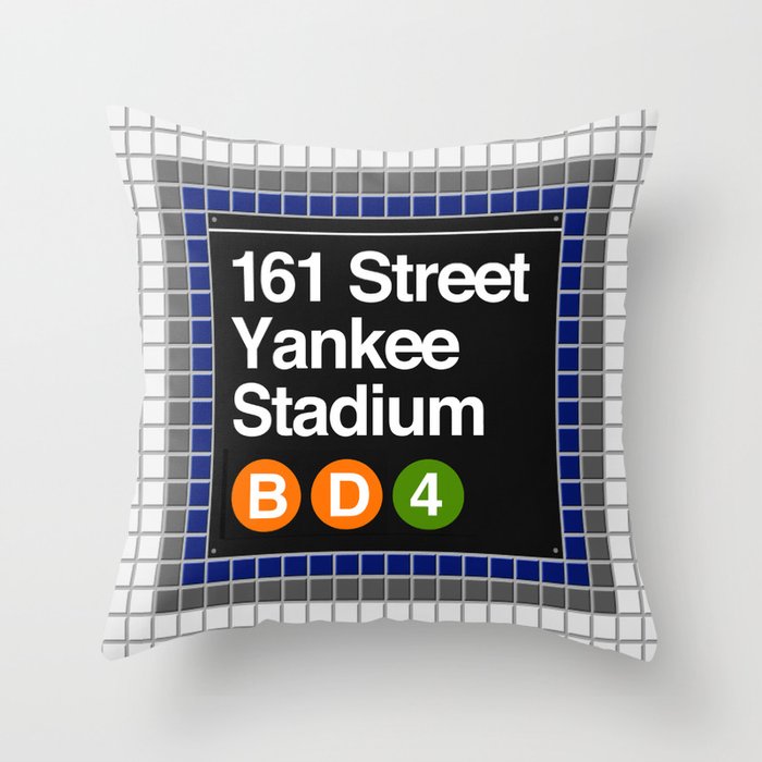 subway yankee stadium sign Throw Pillow