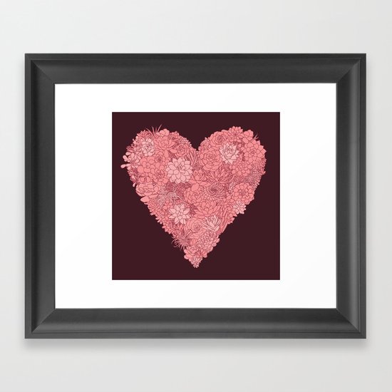 Pink Succulent Heart Framed Art Print