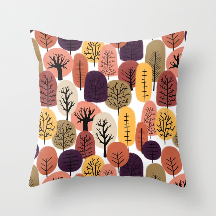 Autumn Trees Pattern Throw Pillow