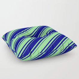 [ Thumbnail: Blue & Light Green Colored Lines Pattern Floor Pillow ]