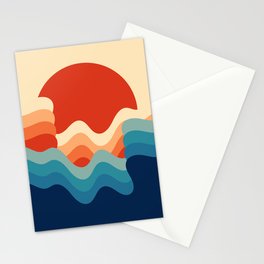 Retro 70s and 80s Color Palette Abstract Mid-Century Minimalist Nature Art Sun and Soft Waves Stationery Card