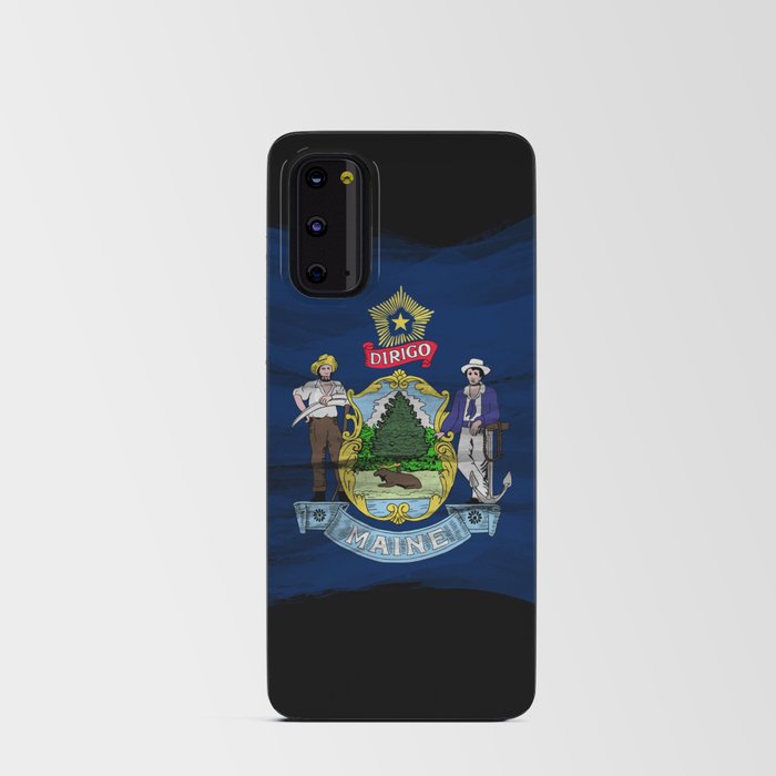 Maine state flag brush stroke, Maine flag background Android Card Case