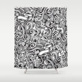 Music doodles pattern Shower Curtain