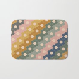 Hexagon Flowers Bath Mat | Curated, Pattern, Graphicdesign, Traditional, Retro, Timeless, Vintage, Hexagonal, Quilt, Geometric 