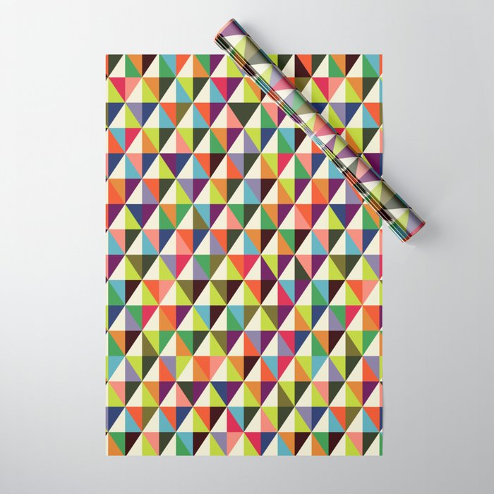 Geometric Pattern 86 (colorful mid-century triangle) Wrapping Paper