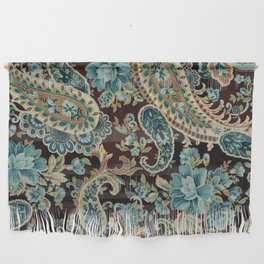 Brown Turquoise Paisley Floral Wall Hanging