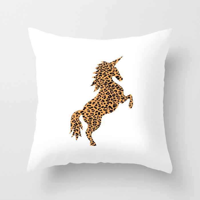 Haute Leopard Cute Unicorn With Leopard Print Throw Pillow