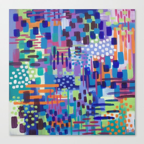 Crazy Rainbow Bright Abstract Art Canvas Print By Fiberandgloss