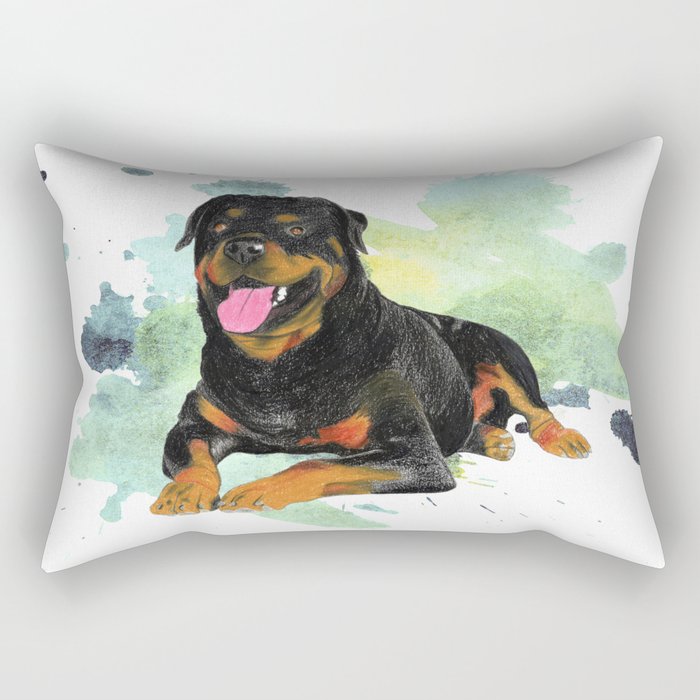 Rottweiler happy Rectangular Pillow