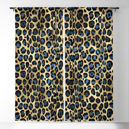 Blue And Gold Leopard  Blackout Curtain
