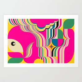 Pinky Groovy Girl and Landscape Art Print