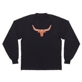 Floral Longhorn – Burnt Orange Long Sleeve T-shirt