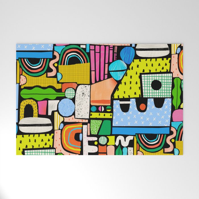 Color Block Collage Welcome Mat By Gsonge Society6