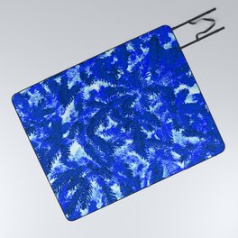 Floral Winter Motifs with Branches of the  Ornamental Dark Blue Spruce Tree Picnic Blanket