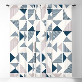 Blue Abstract Geometric Pattern Blackout Curtain