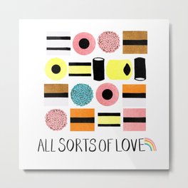 All sorts of love - #loveislove - pastel palette Metal Print | Equalityforall, Selflove, Liquorice Allsorts, Gifts For Couples, Pastel Palette, Couples, Sweets, Gifts For Them, Equality, Print Aesthetic 