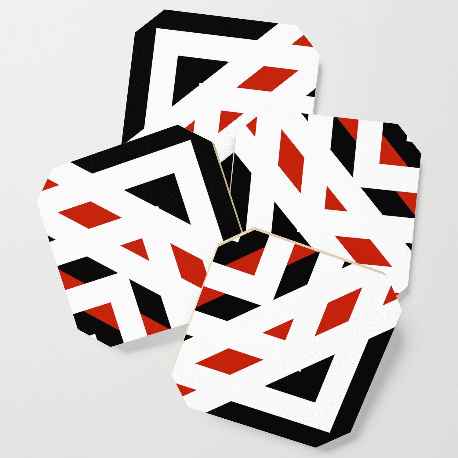 Black White Red Abstract Star Blossom Coaster By Alphaomega Society6