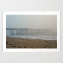Into the Fog Art Print | Grain, Pier, Balboapier, 35Mm, Sand, California, Beach, Newportbeach, Ocean, Fog 
