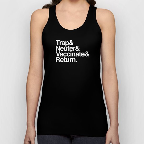 Trap& Neuter& Vaccinate& Return. (white) Unisex Tank Top