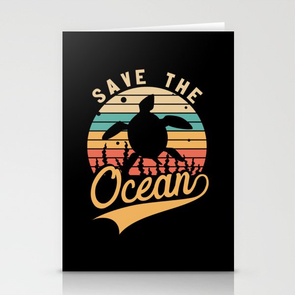 Save The Ocean Vintage Turtle Stationery Cards