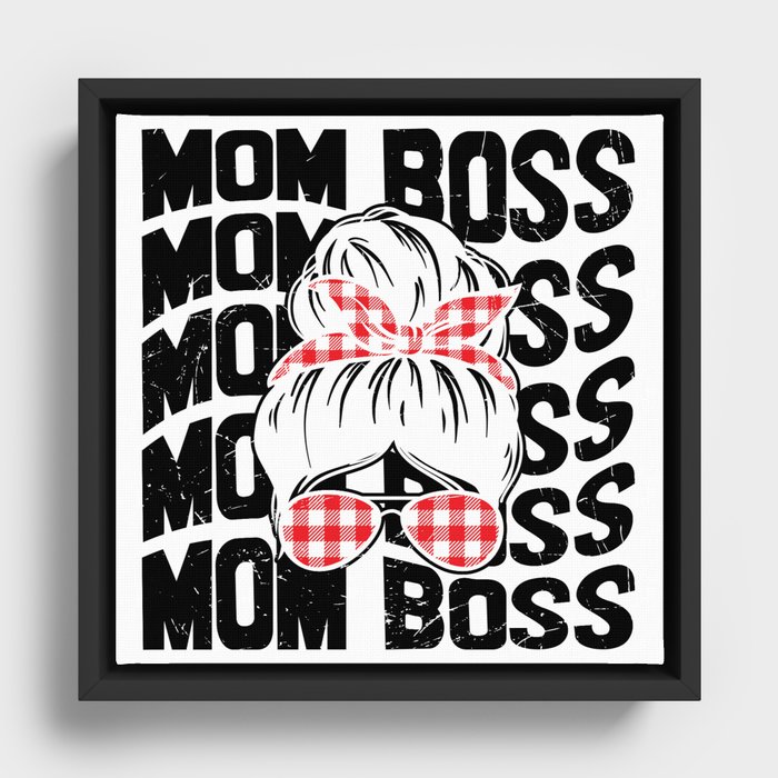 Mom Boss Pretty Bun Hair Framed Canvas