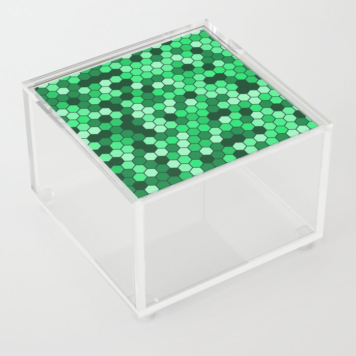 Lime Green & Black Color Hexagon Honeycomb Design Acrylic Box