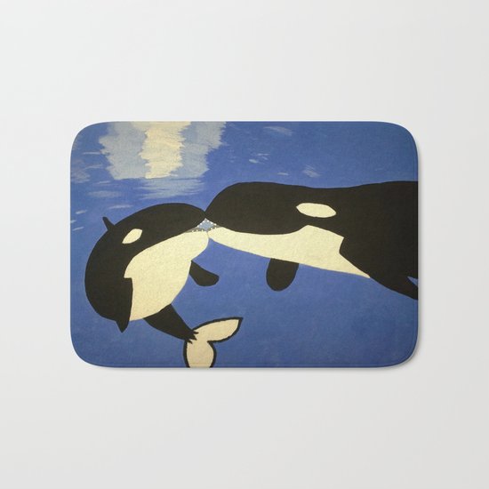 Mother and Child Whales Bath Mat