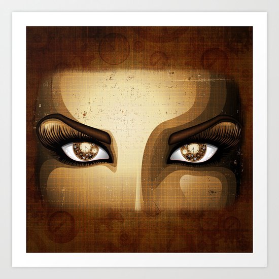Steampunk Girl Eyes Art Print