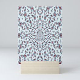 Radial Pattern In Blue and Pale Green On Buff White Mini Art Print