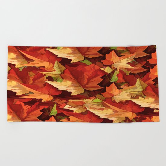Autumn Leaves Abstract - Painterly Beach Towel