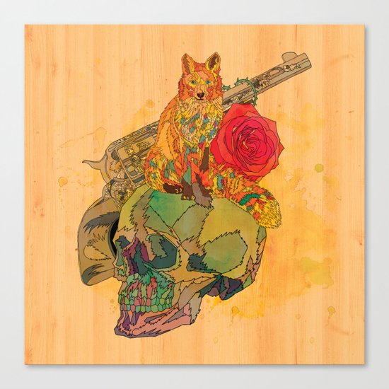 Fox & Rose Canvas Print