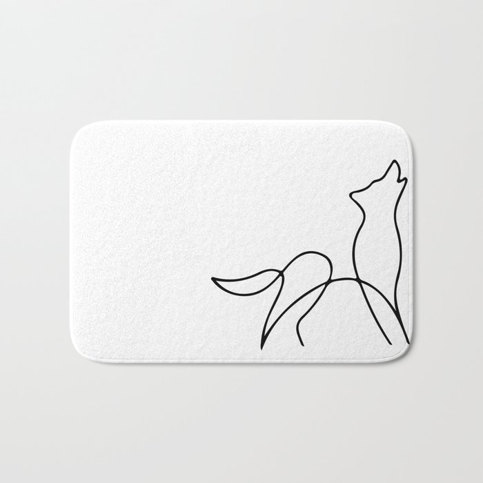 Picasso wolf Art - Minimal wolf Line Drawing Bath Mat