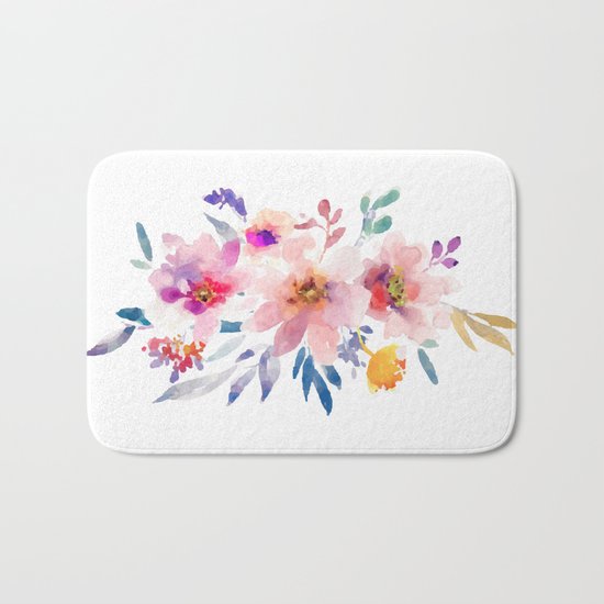 Watercolor flowers Bath Mat