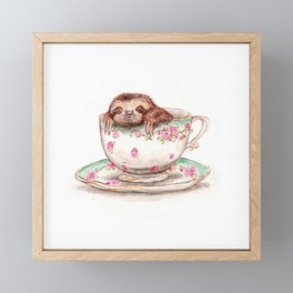 Sloth in the Teacup by Hannah Seakins Framed Mini Art Print