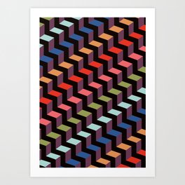 Contemporary Modern Geometric Chevron Rainbow Stripes Art Print