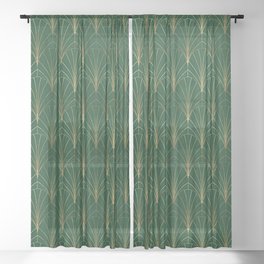 Art Deco Waterfalls // Emerald Green Sheer Curtain