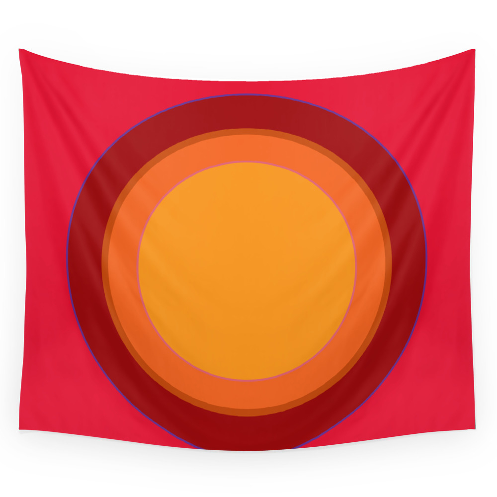 70S Retro Chic Sunspot In Kapow Red! Wall Tapestry by yodelingbeansart