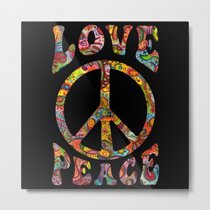 Love Peace Sign Hippie Metal Print