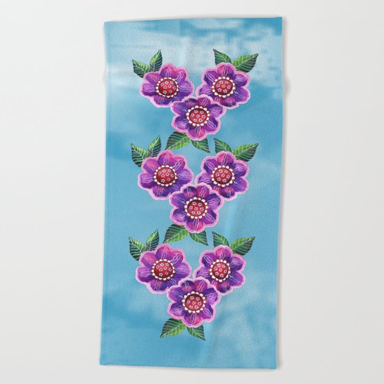 Purple Flowers II Beach Towel
