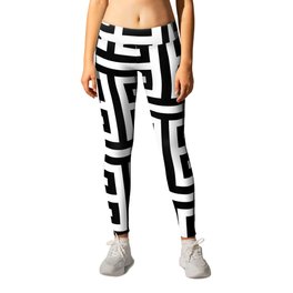 Large Black and White Greek Key Pattern Leggings | Black, Graphicdesign, Pattern, White, Patterned, Labyrinth, Decorative, Greekkey, Blackandwhite, Repeated 