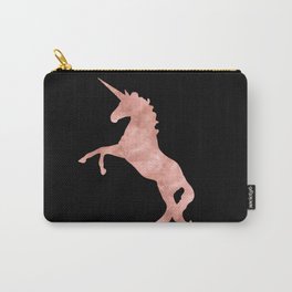 Unicorn Pink Rose Gold Black Carry-All Pouch