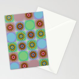 Colorful Mandala Grids Pattern-Dim Pallet Stationery Card